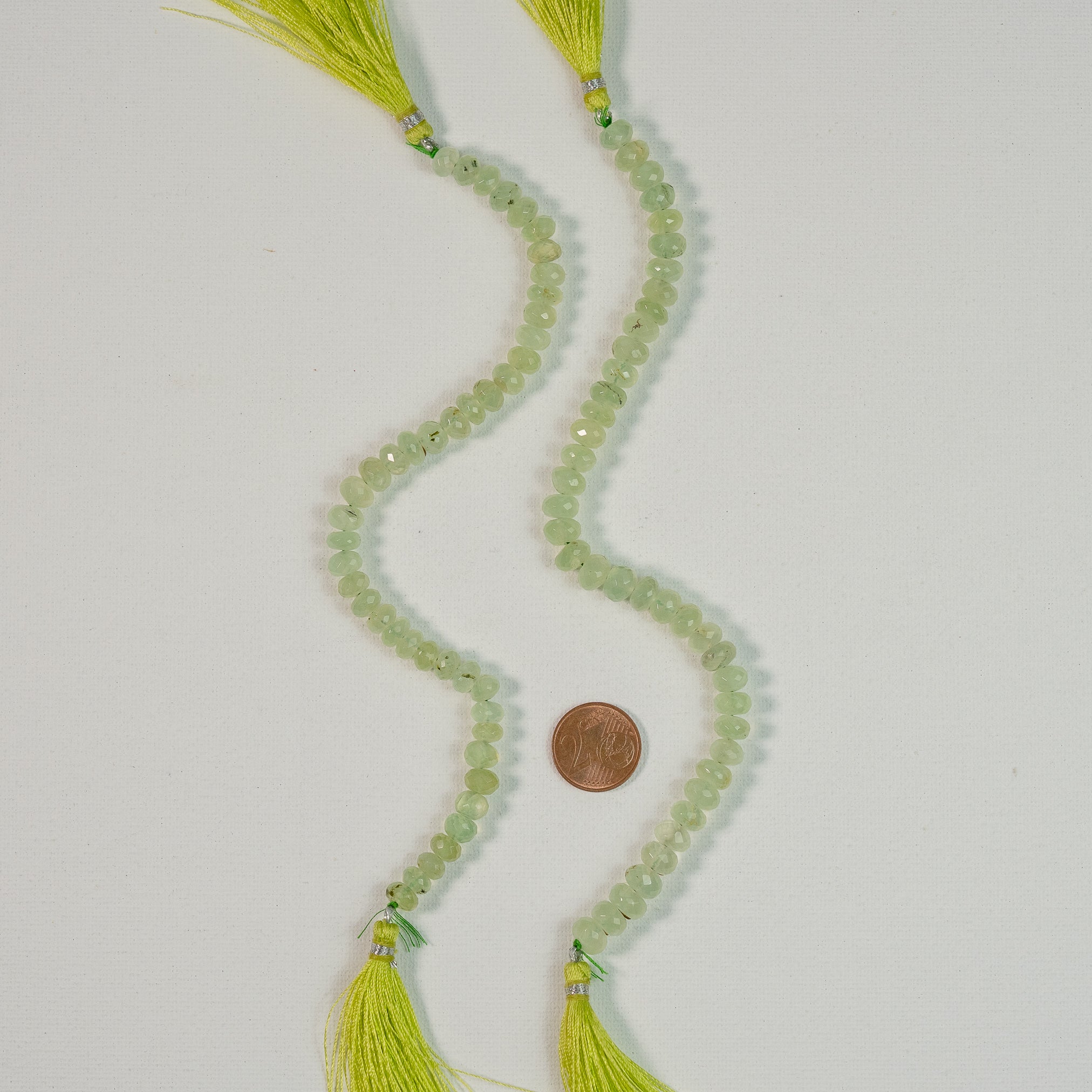 Fils de 20 cm de perles rondelles facettes de Préhnite verte de env 7,5/8 mm