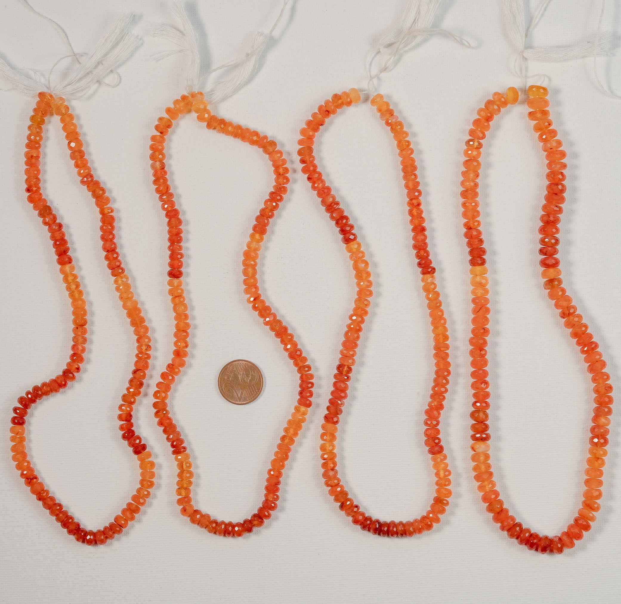 Fils de 40,5 cm de perles rondelles facettes de Cornaline de env 6,5/9 x 3,5/5 mm