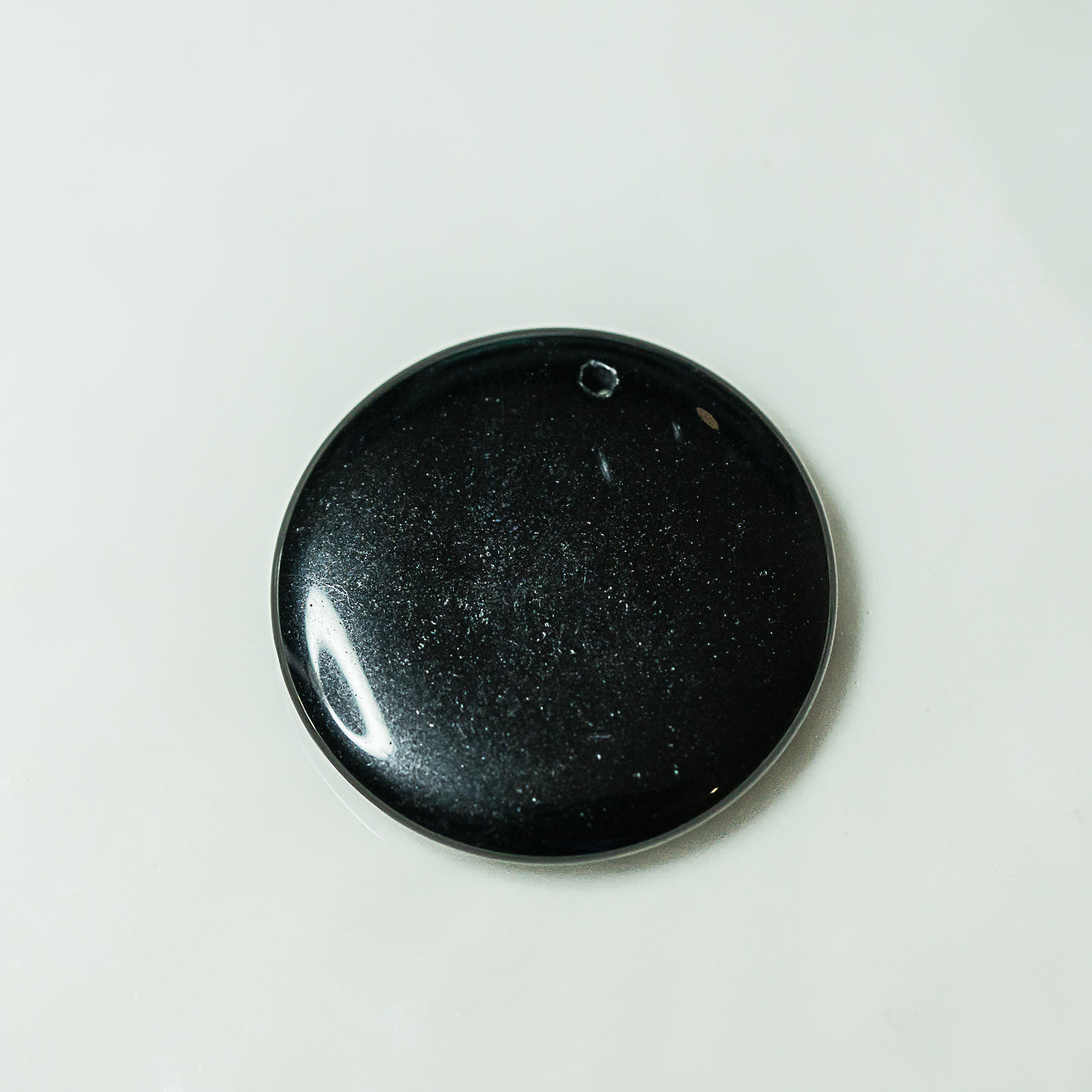 Pendentif disque rond en Obsidienne noire de 4,5 cm ( à l&