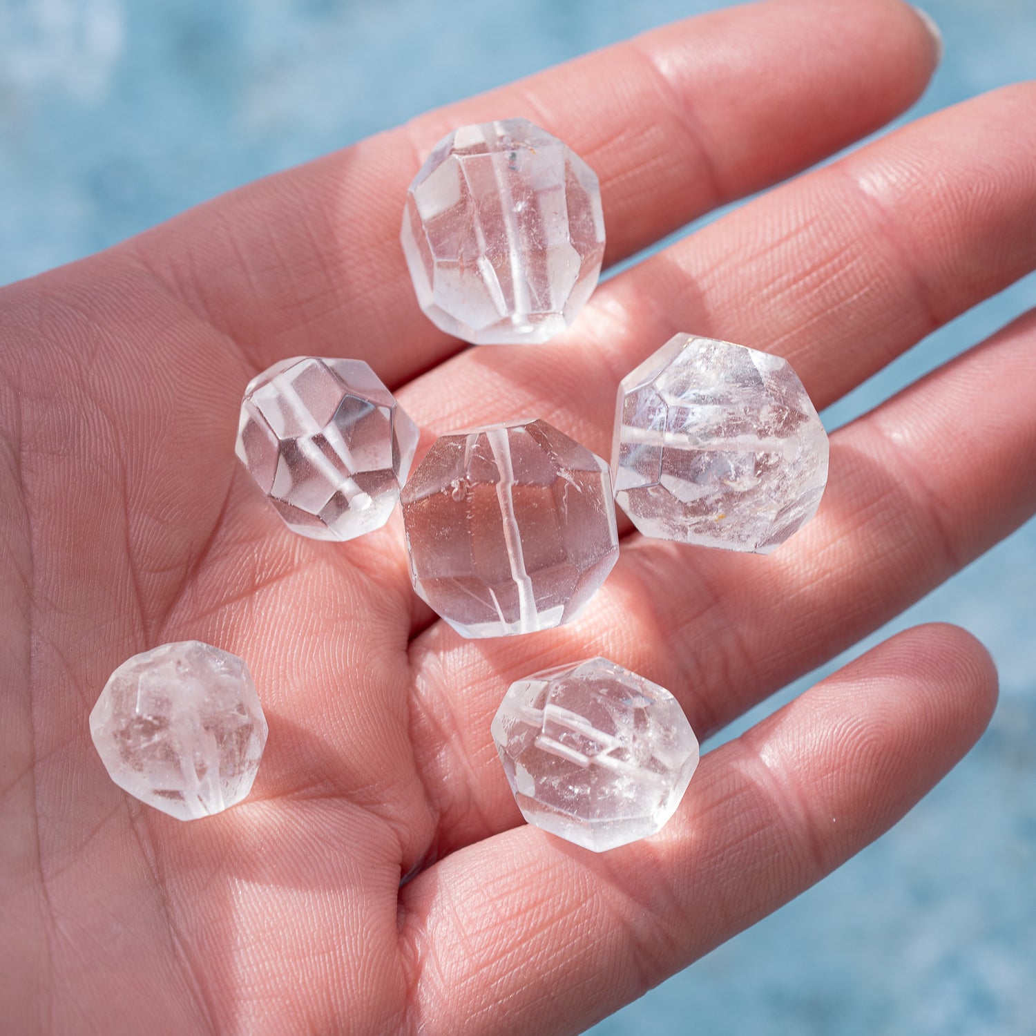 Perles facettes &quot; pépites &quot; en Cristal de roche au choix de 13 à 20 mm ( à l&