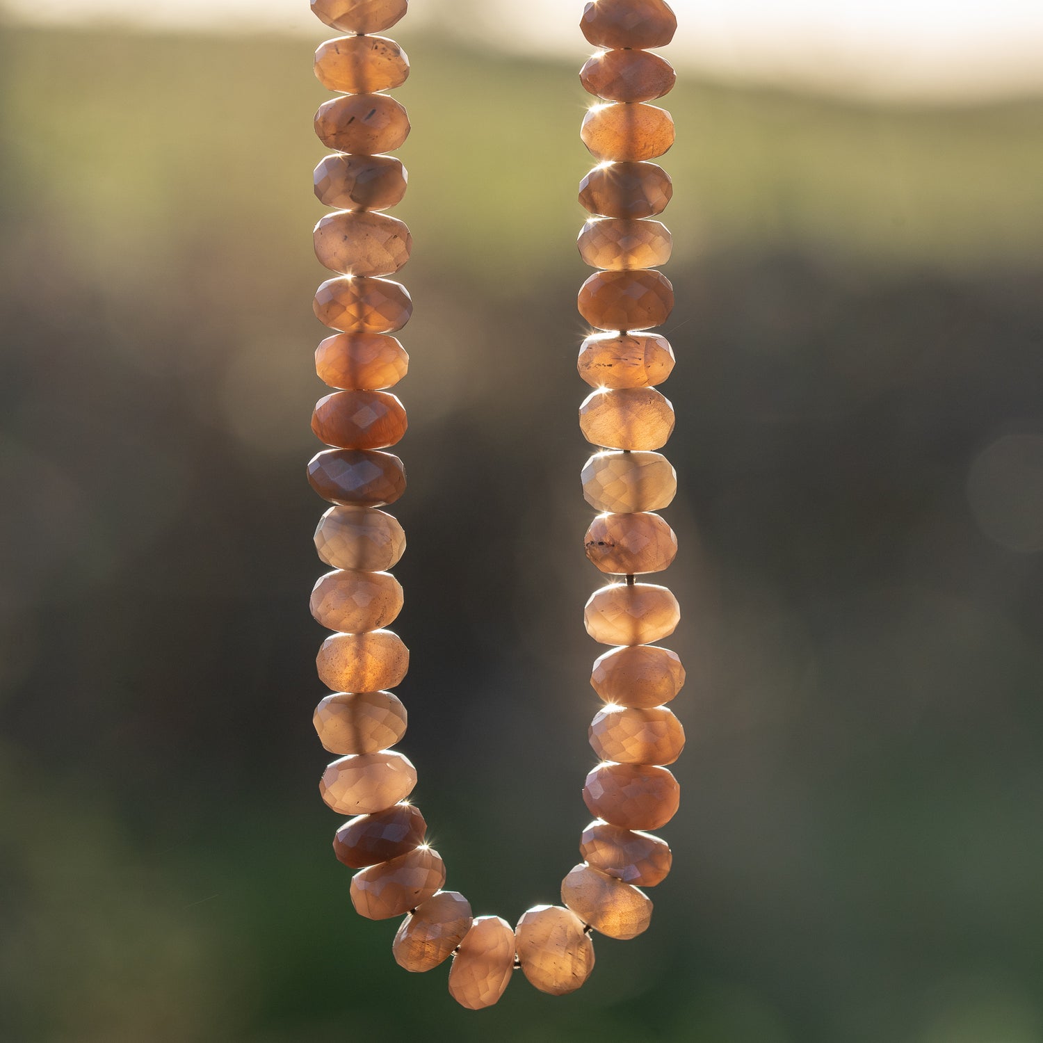 Fils de env 39/40 cm de perles rondelles facettes de pierre de lune chocolat de 8,5/9 x 4,5/6 mm