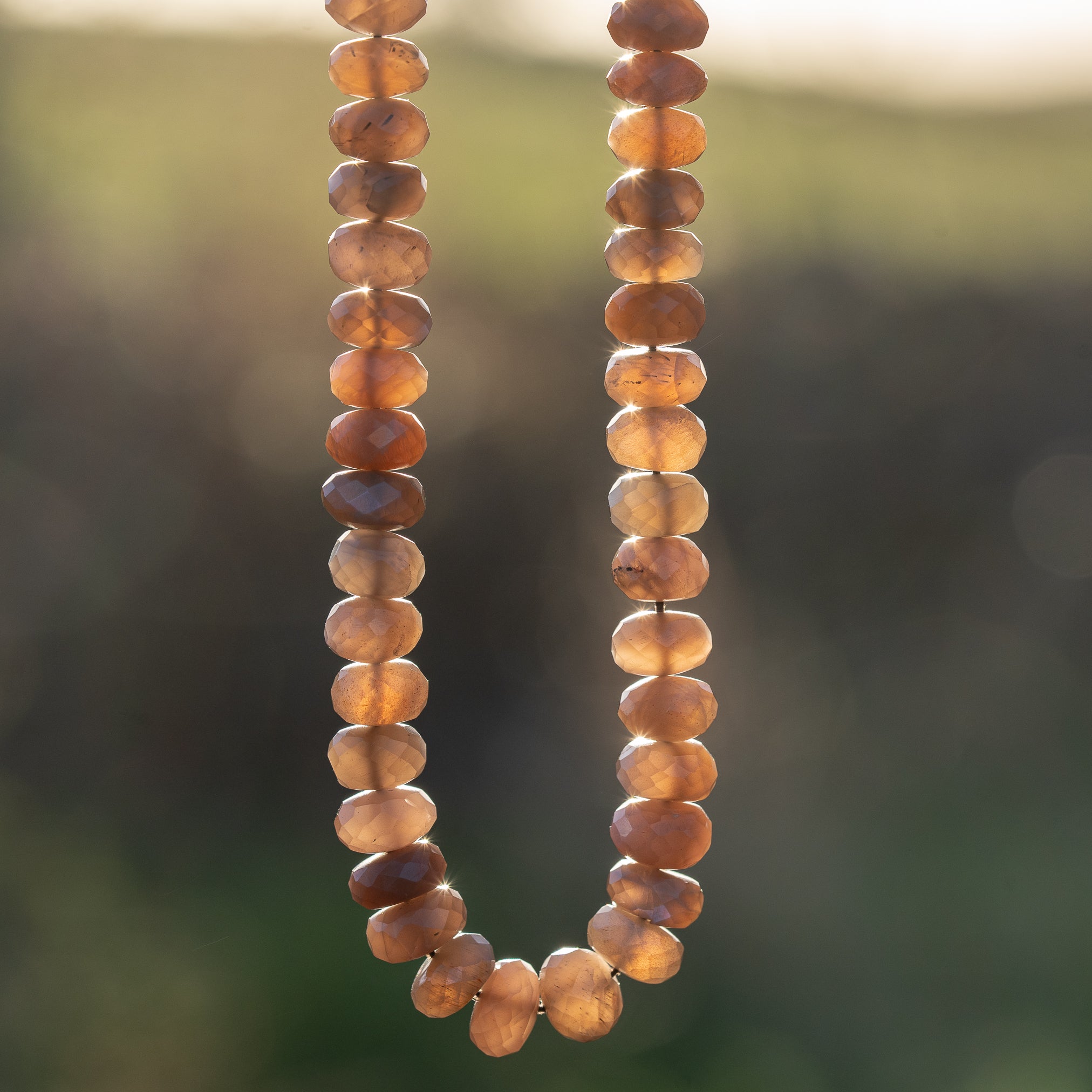 Fils de env 39/40 cm de perles rondelles facettes de pierre de lune chocolat de 8,5/9 x 4,5/6 mm