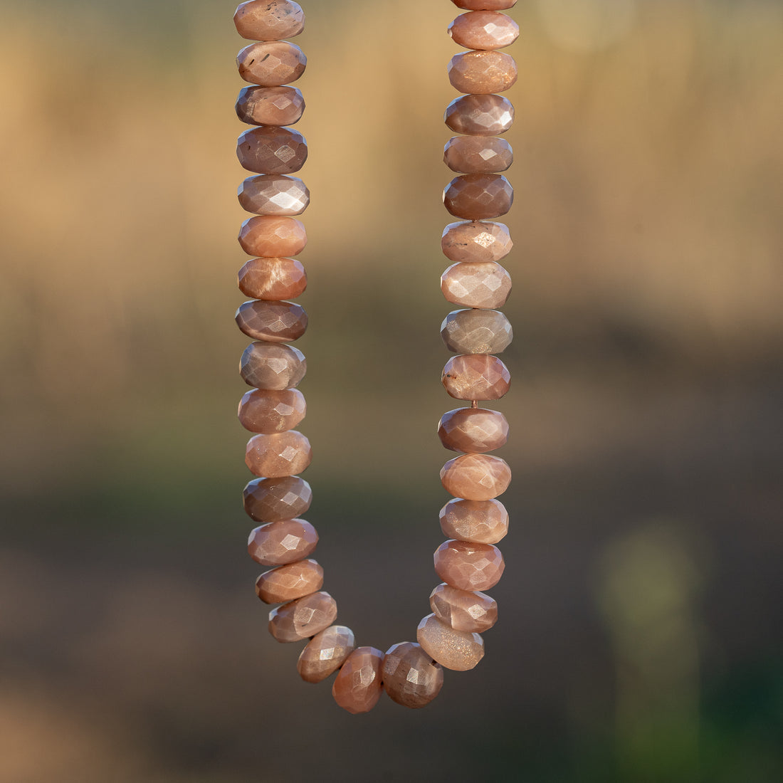 Fils de env 39/40 cm de perles rondelles facettes de pierre de lune chocolat de 8,5/9 x 4,5/6 mm