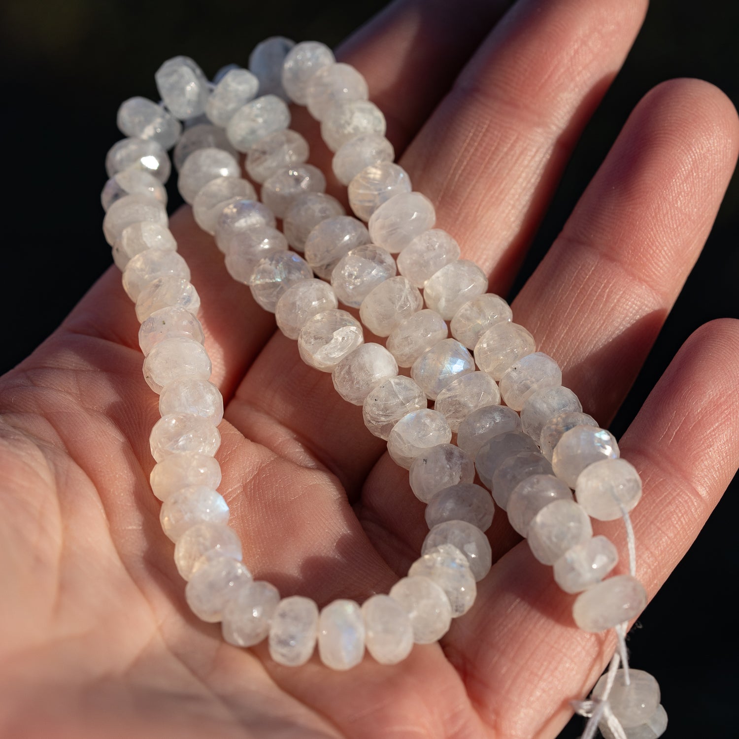 Fils de 35/36 cm de perles rondelles facettes de Labradorite blanche de 7/8 mm