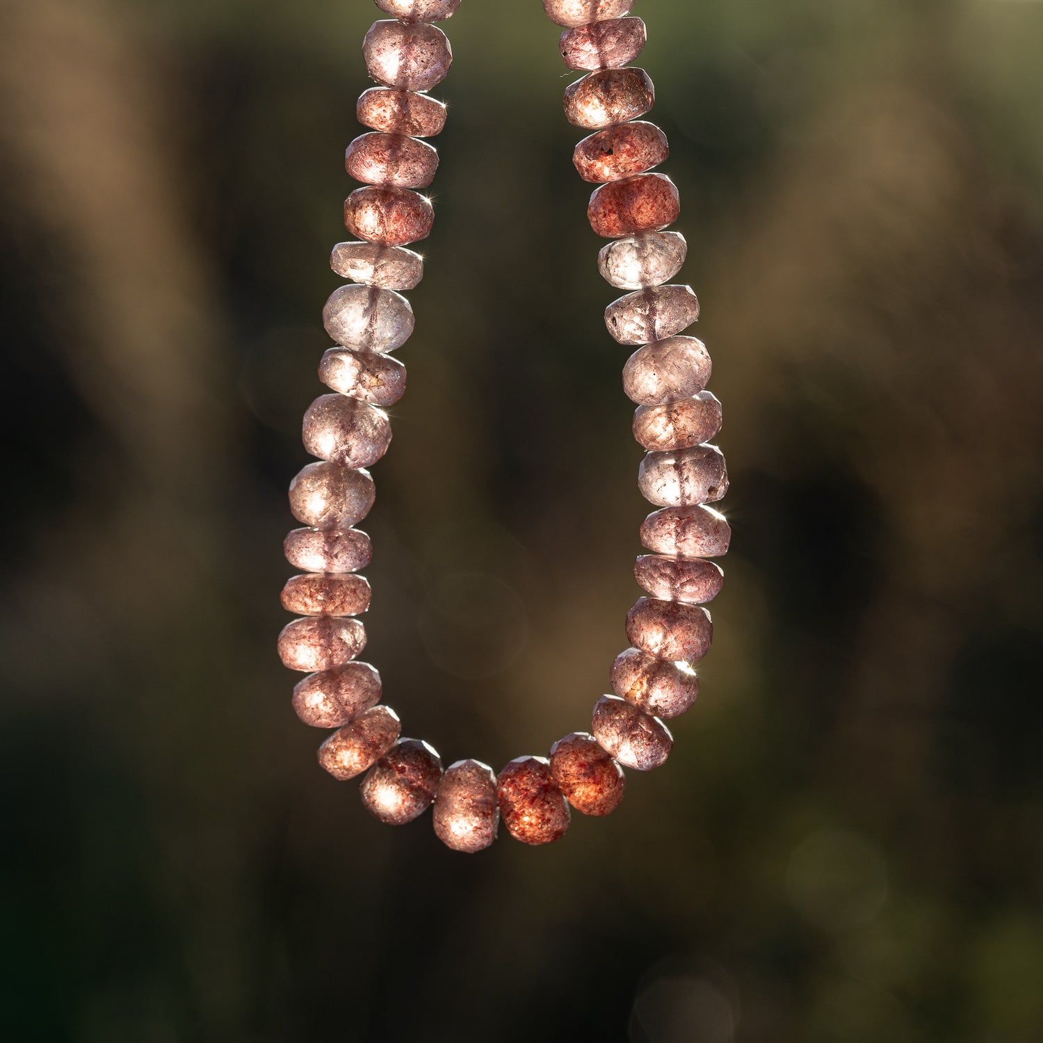 Perles rondelles facettes de Quartz fraise de env 8/8,5 x 5/6 mm ( lot de 4 )