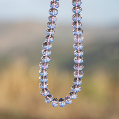 Perles rondelles facettes en Améthyste lilas de 8 à 9 mm au choix ( lot de 2 perles )