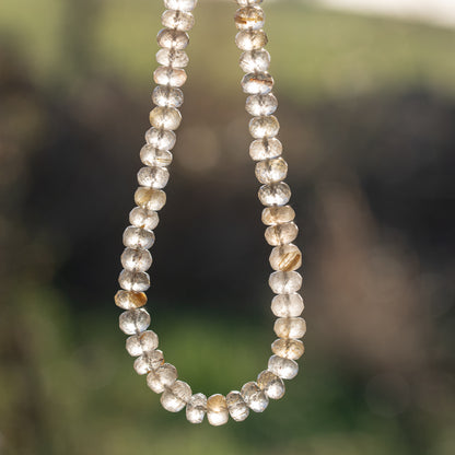Perles rondelles facettes de Quartz Rutile doré de env 7 mm ( lot 4 perles )