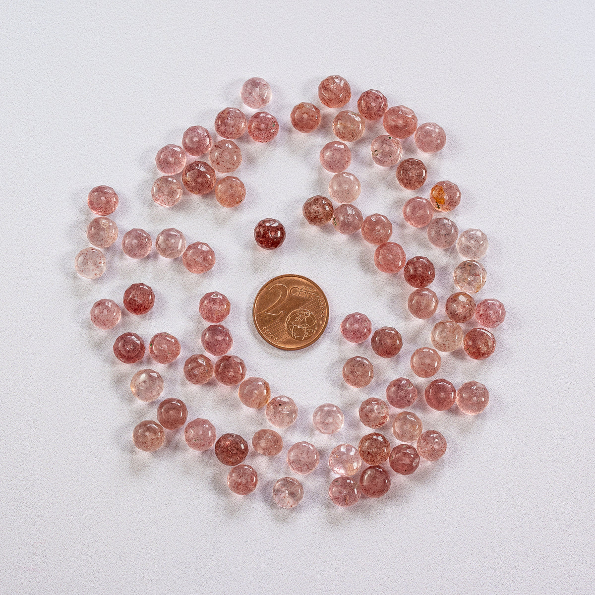 Perles rondelles facettes de Quartz fraise de env 8/8,5 x 5/6 mm ( lot de 4 )