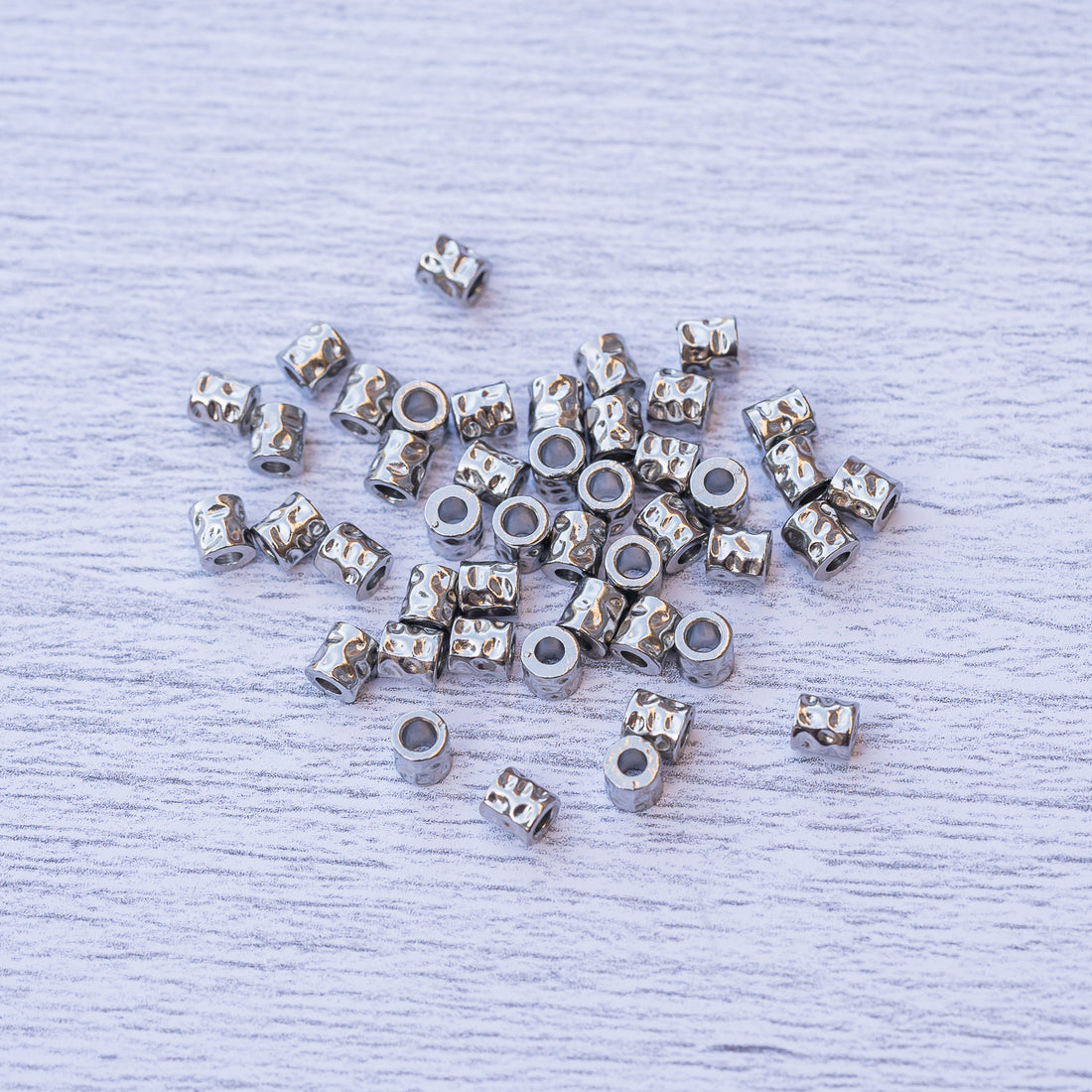 Perles colonnes en acier inoxydable de 4 x 4 mm ( lot de 6 )