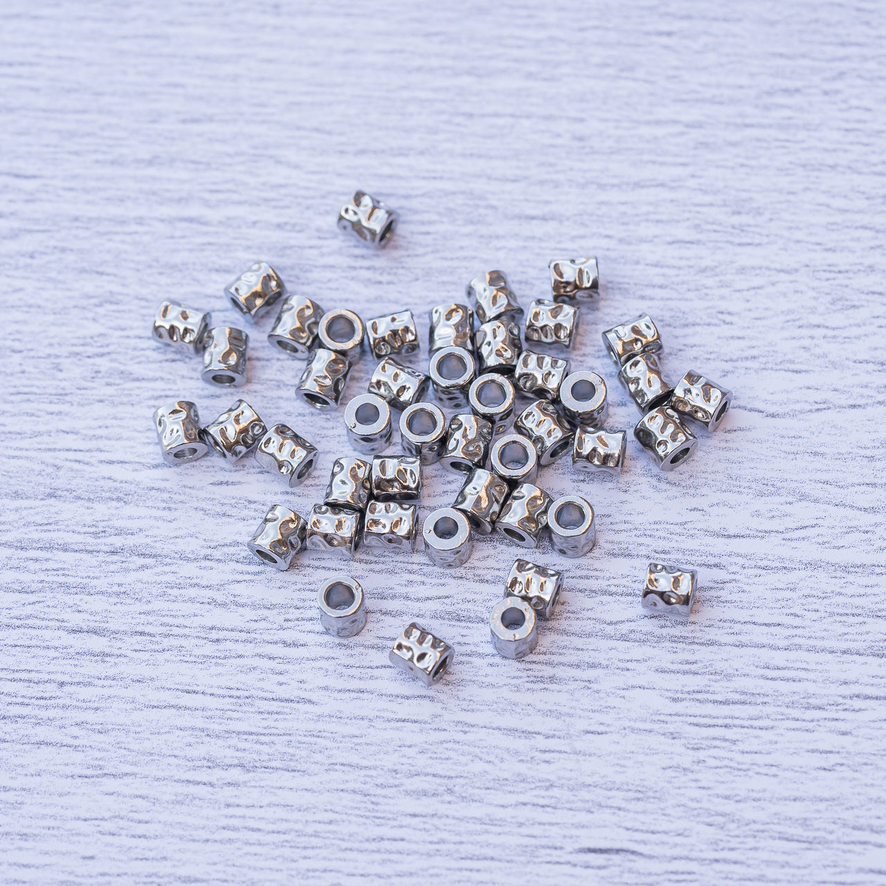 Perles colonnes en acier inoxydable de 4 x 4 mm ( lot de 6 )