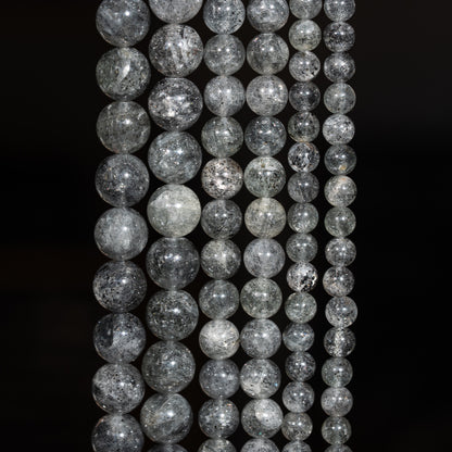 Perles rondes lisses de Quartz à Biotite de 6 ou 10 mm ( Rang ou 1/2 rang )