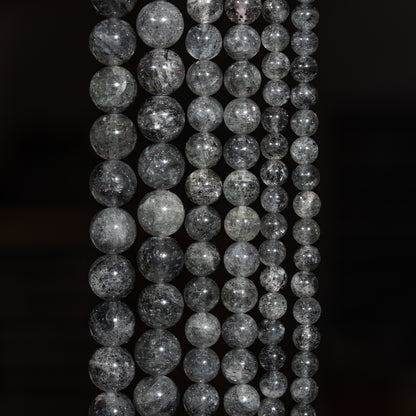 Perles rondes lisses de Quartz à Biotite de 6 ou 10 mm ( Rang ou 1/2 rang )