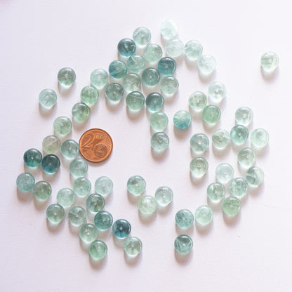 Perles rondelles lisses de Fluorite verte/bleue de env 10 x 6 mm ( lot de 10 )