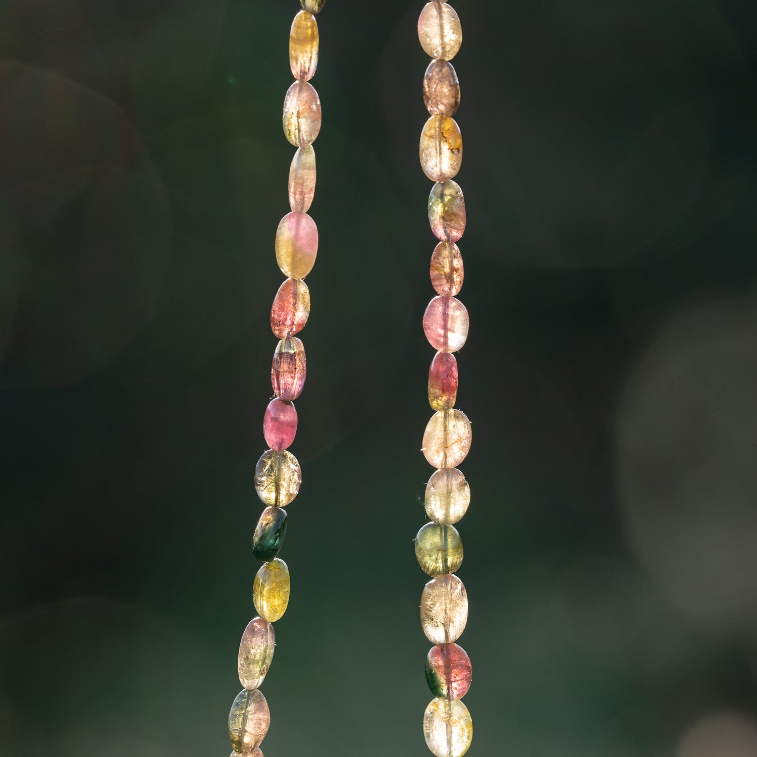 Fil de 43 cm de perles ovales lisses de Tourmaline multicolore &quot; qualité wouah &quot; 🌈 de 5/9,5 mm ( fil 1 )