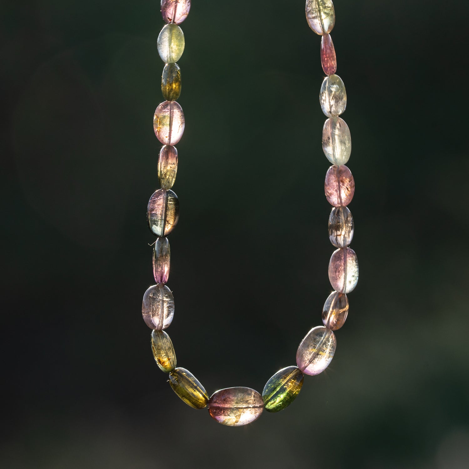 Fil de 43 cm de perles ovales lisses de Tourmaline multicolore &quot; qualité wouah &quot; 🌈 de 5/10 mm ( fil 4 )