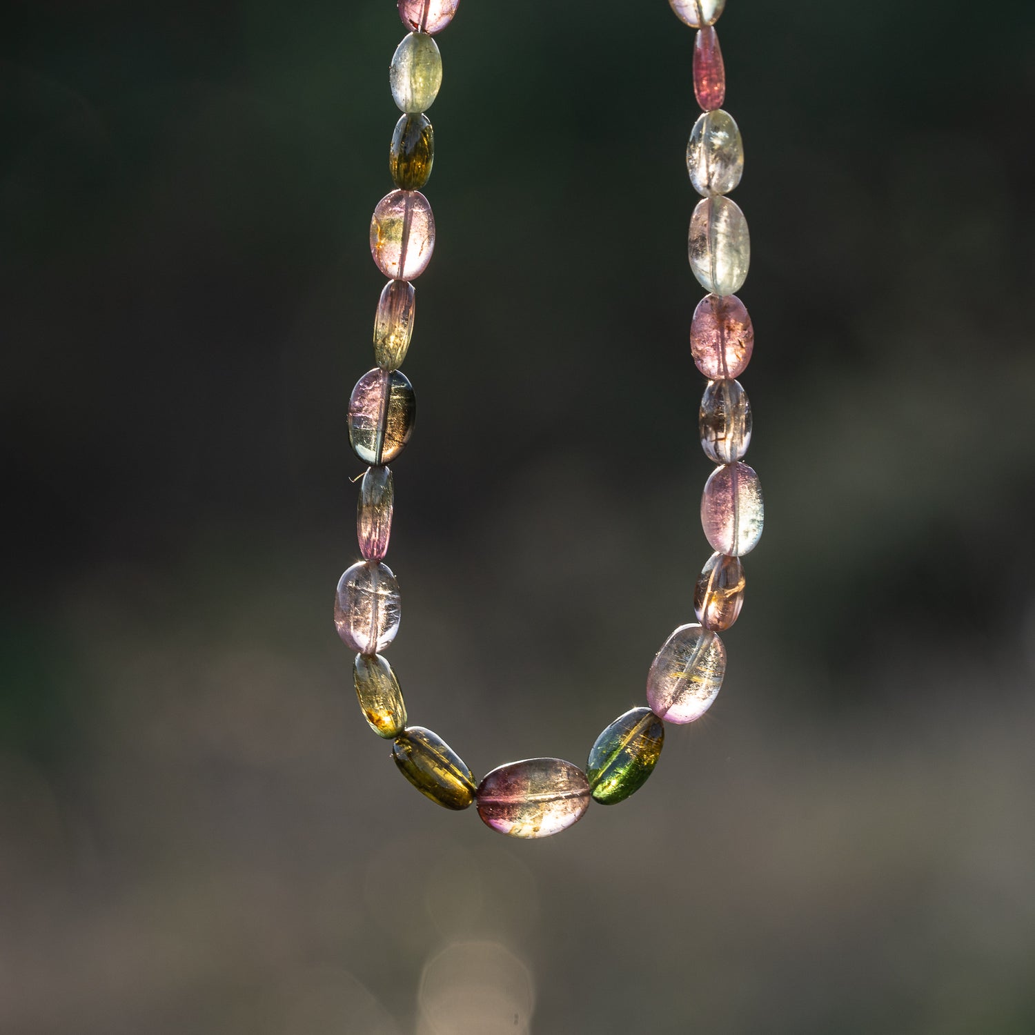 Fil de 43 cm de perles ovales lisses de Tourmaline multicolore &quot; qualité wouah &quot; 🌈 de 5/10 mm ( fil 4 )