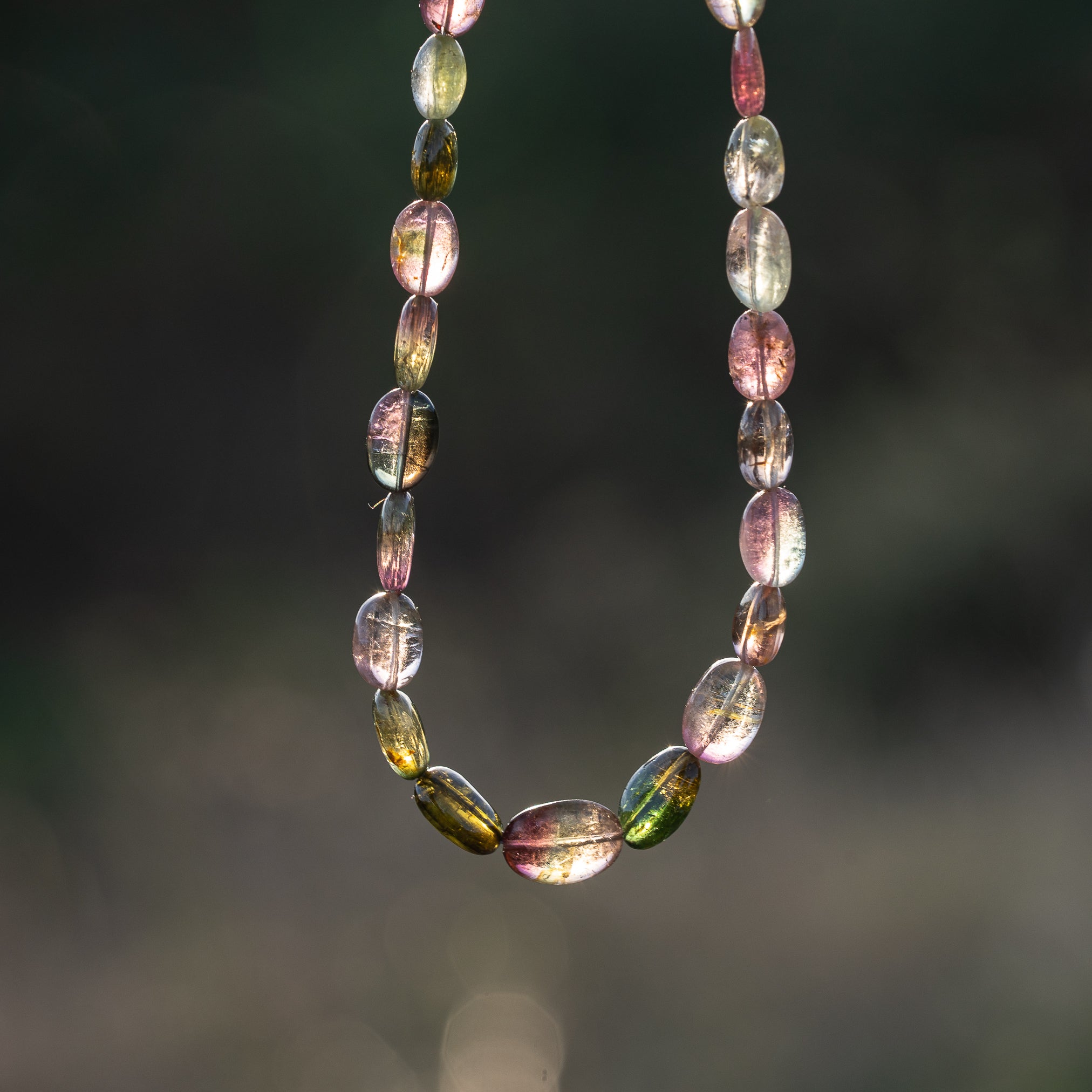 Fil de 43 cm de perles ovales lisses de Tourmaline multicolore &quot; qualité wouah &quot; 🌈 de 5/10 mm ( fil 4 )