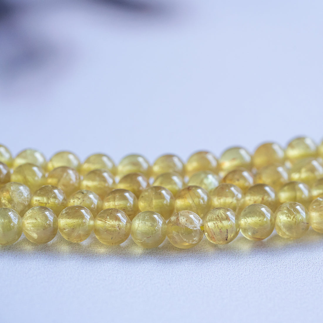 Perles rondes en Apatite jaune de 5,5 mm ( lot de 10 )