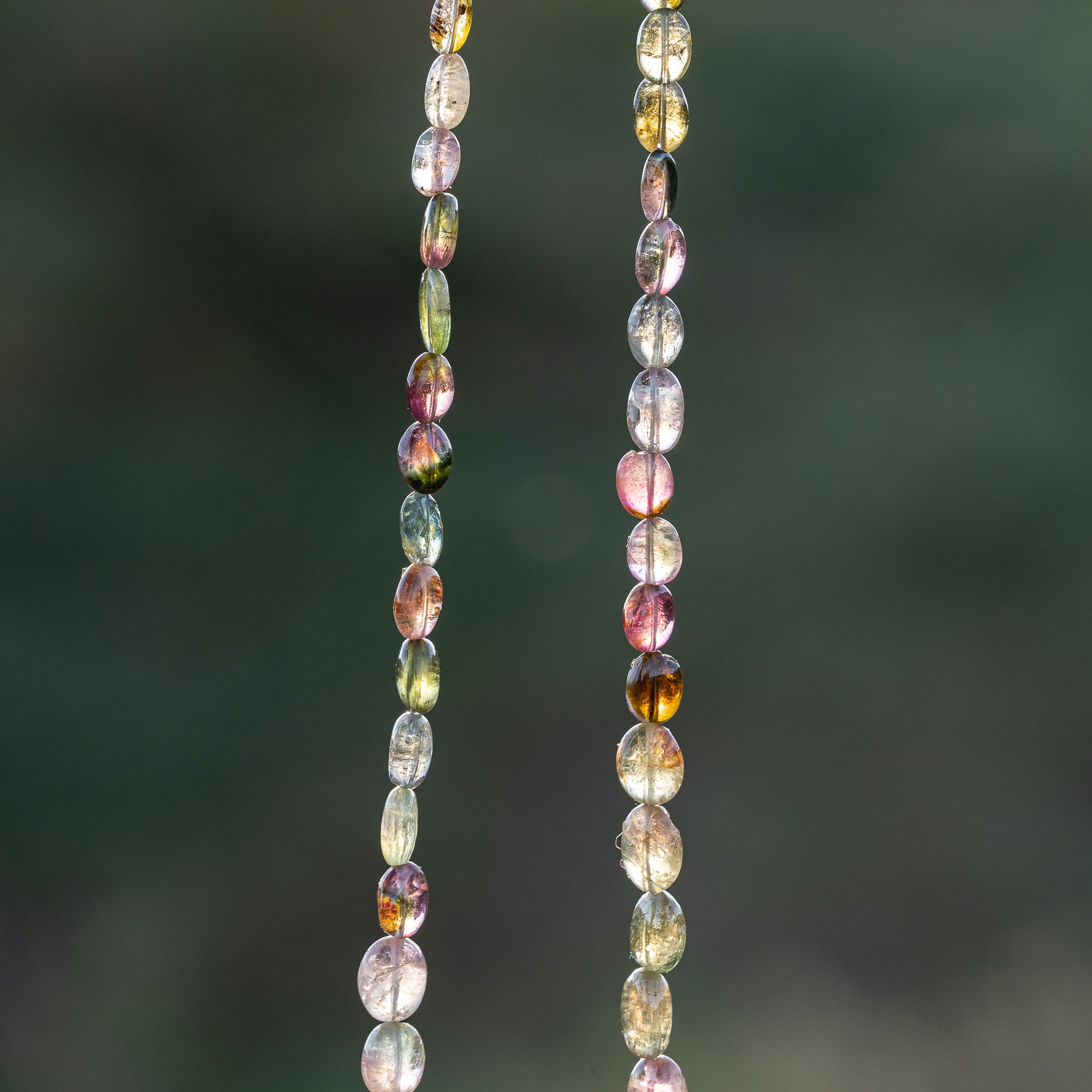 Fil de 43 cm de perles ovales lisses de Tourmaline multicolore &quot; qualité wouah &quot; 🌈 de 4/9 mm ( fil 6 )