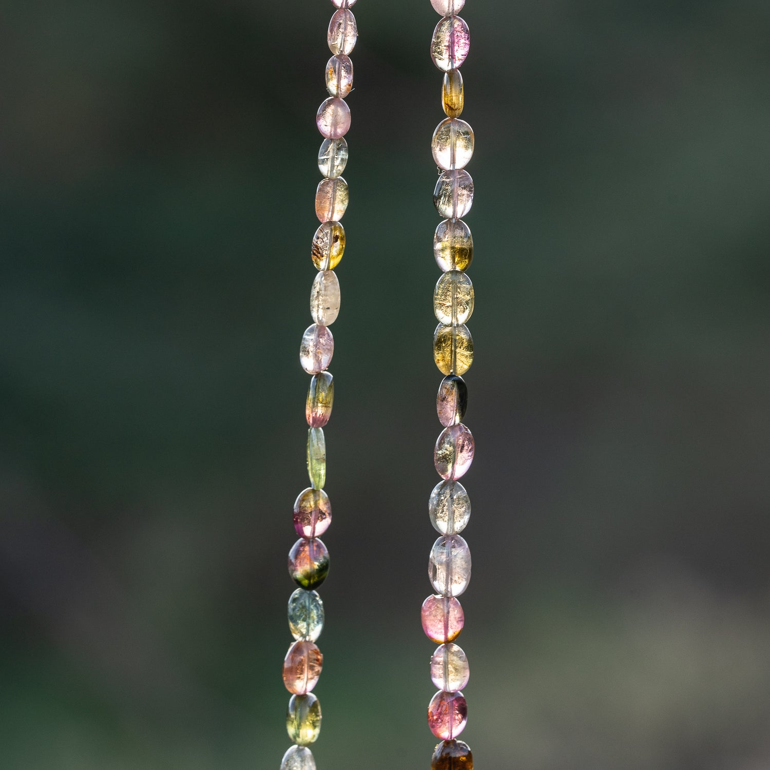 Fil de 43 cm de perles ovales lisses de Tourmaline multicolore &quot; qualité wouah &quot; 🌈 de 4/9 mm ( fil 6 )