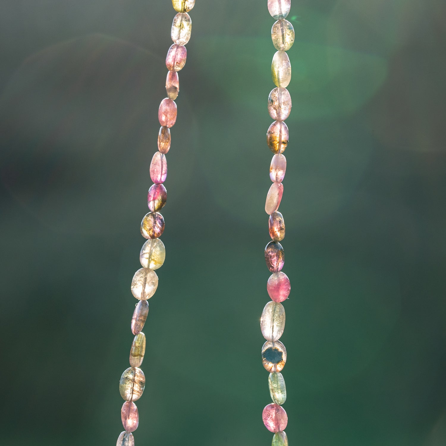 Fil de 43 cm de perles ovales lisses de Tourmaline multicolore &quot; qualité wouah &quot; 🌈 de 4/9 mm ( fil 7 )