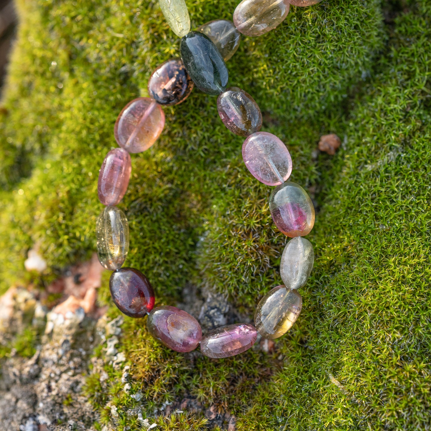 Fil de 43 cm de perles ovales lisses de Tourmaline multicolore &quot; qualité wouah &quot; 🌈 de 4/9 mm ( fil 7 )