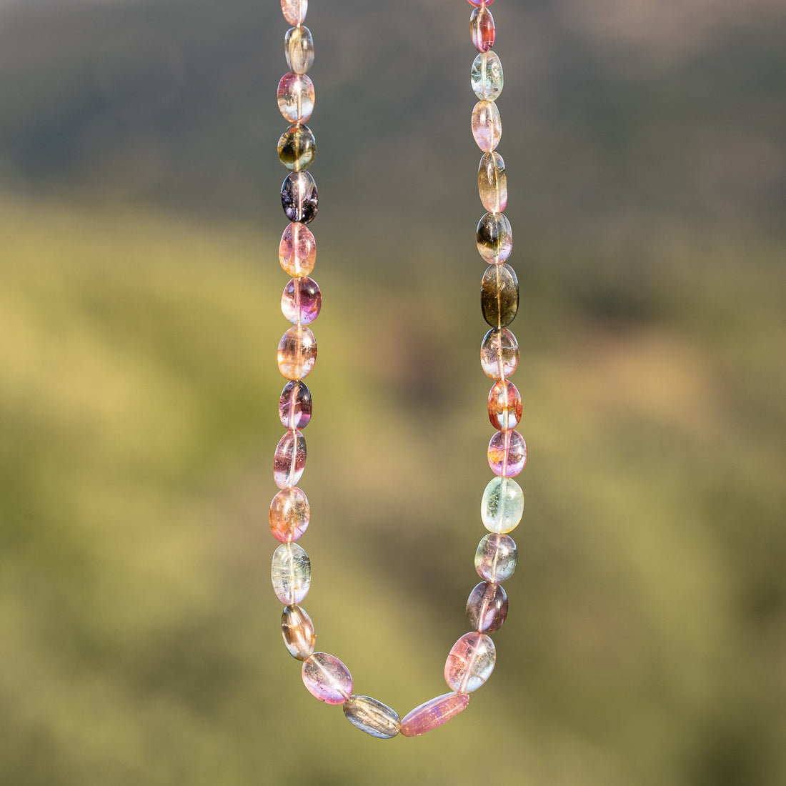 Fil de 43 cm de perles ovales lisses de Tourmaline multicolore &quot; qualité wouah &quot; 🌈 de 4/10 mm ( fil 10 )