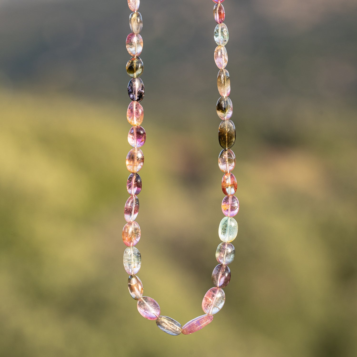 Fil de 43 cm de perles ovales lisses de Tourmaline multicolore &quot; qualité wouah &quot; 🌈 de 4/10 mm ( fil 10 )