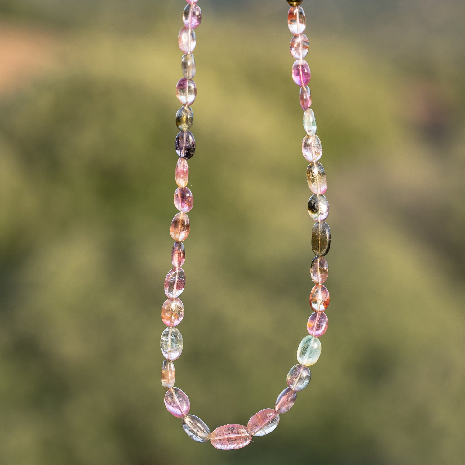 Fil de 43 cm de perles ovales lisses de Tourmaline multicolore &quot; qualité wouah &quot; 🌈 de 4/10 mm ( fil 10 )