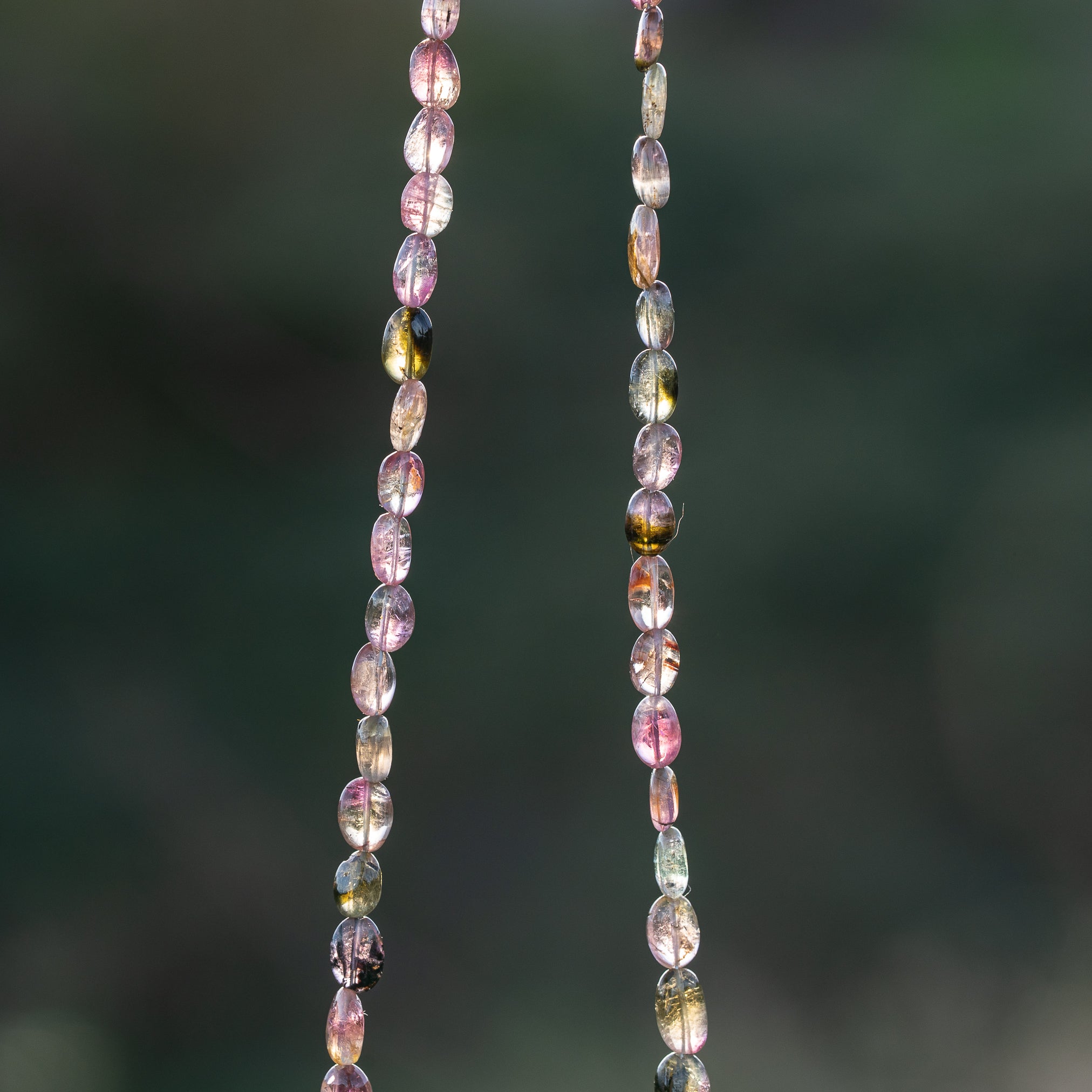 Fil de 43 cm de perles ovales lisses de Tourmaline multicolore &quot; qualité wouah &quot; 🌈 de 4/10 mm ( fil 10 )