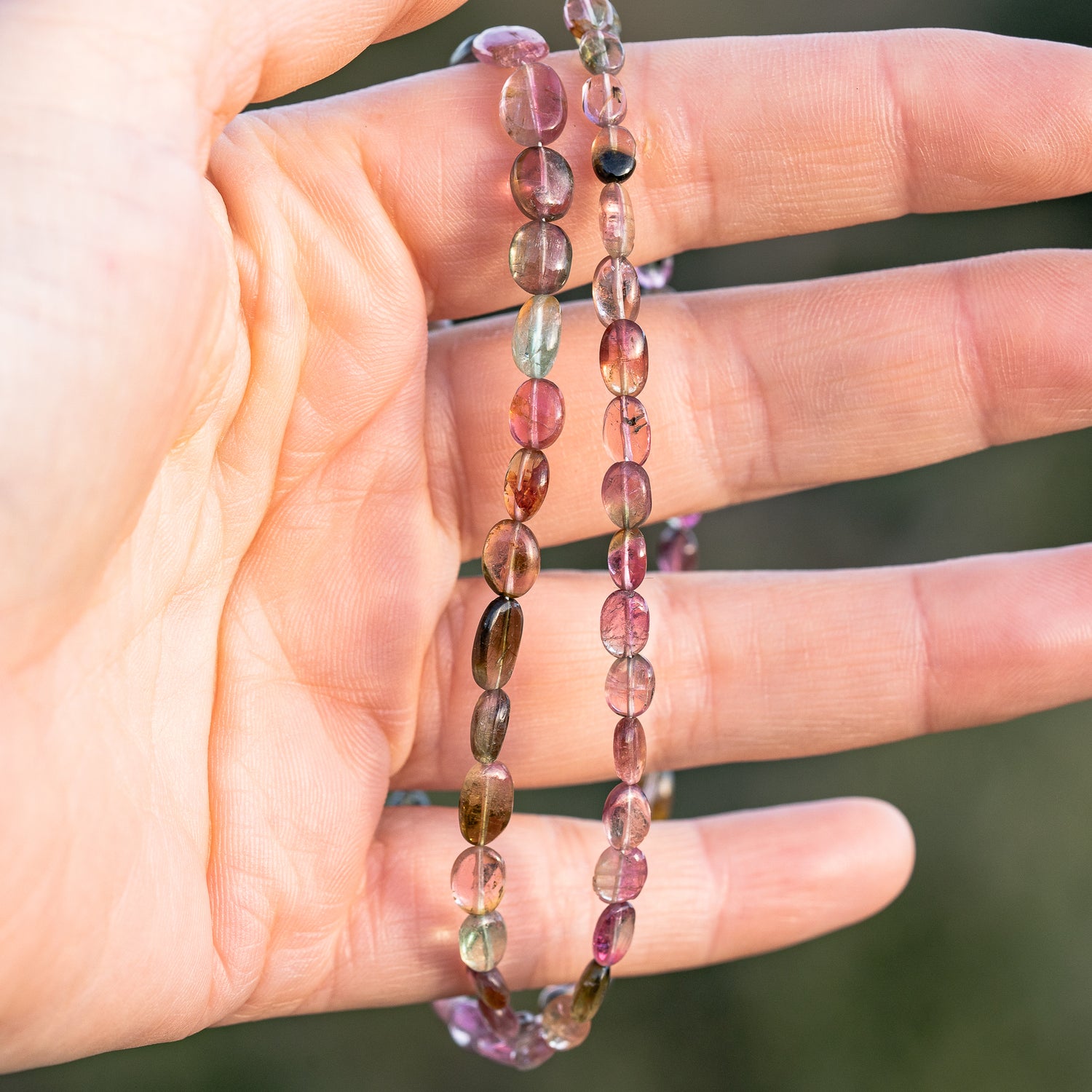 Fil de 43 cm de perles ovales lisses de Tourmaline multicolore &quot; qualité wouah &quot; 🌈 de 4/10 mm ( fil 10 )