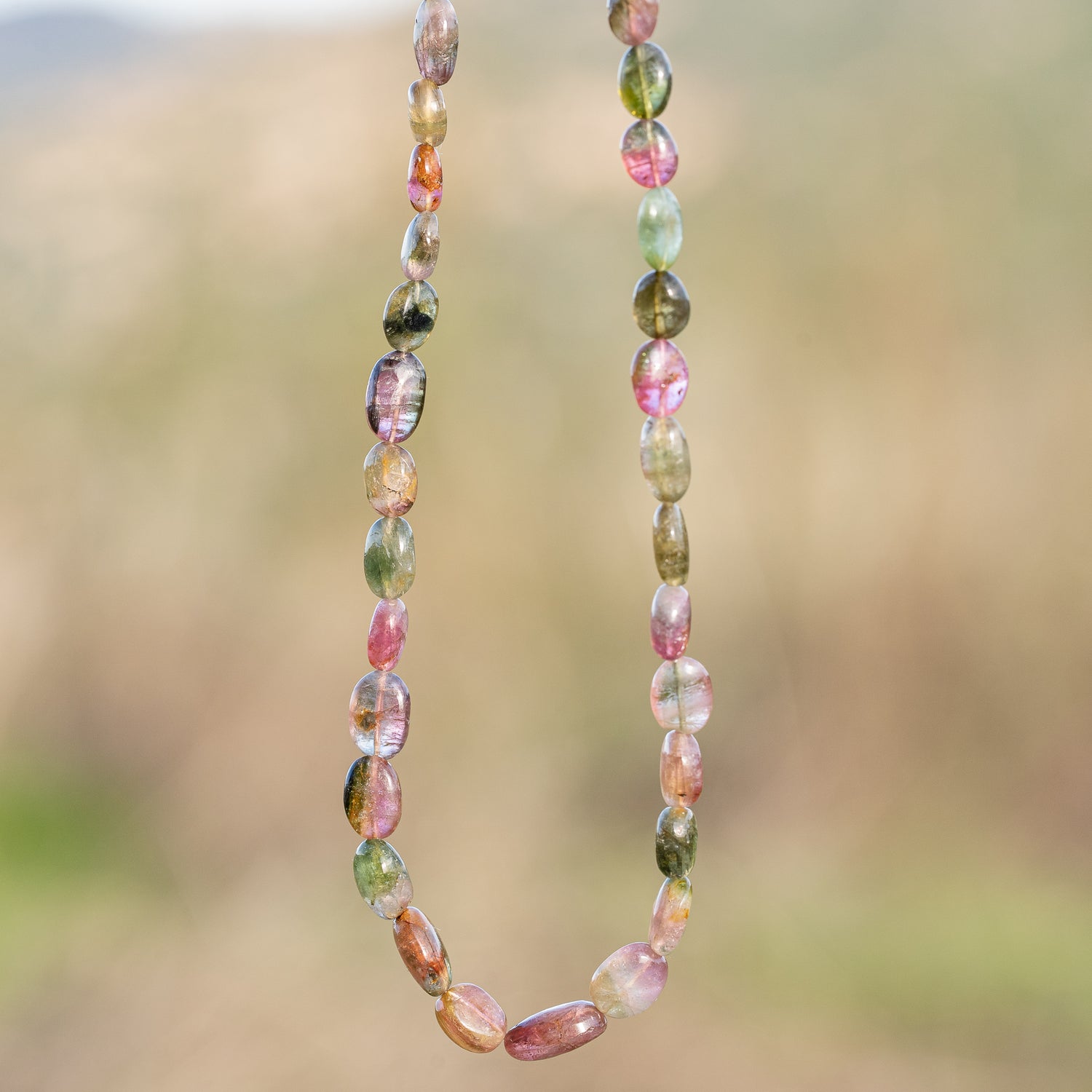 Fil de 43 cm de perles ovales lisses de Tourmaline multicolore &quot; qualité wouah &quot; 🌈 de 4/10 mm ( fil 11 )