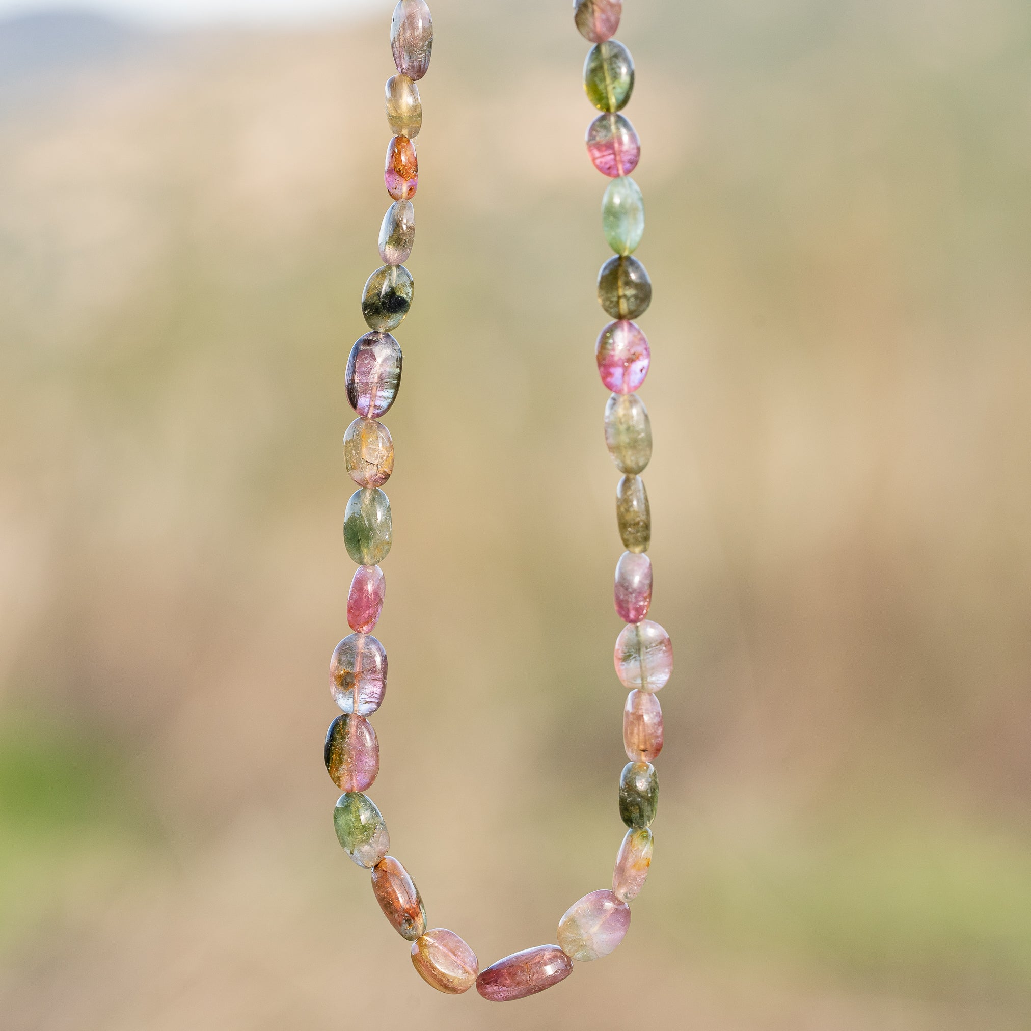 Fil de 43 cm de perles ovales lisses de Tourmaline multicolore &quot; qualité wouah &quot; 🌈 de 4/10 mm ( fil 11 )