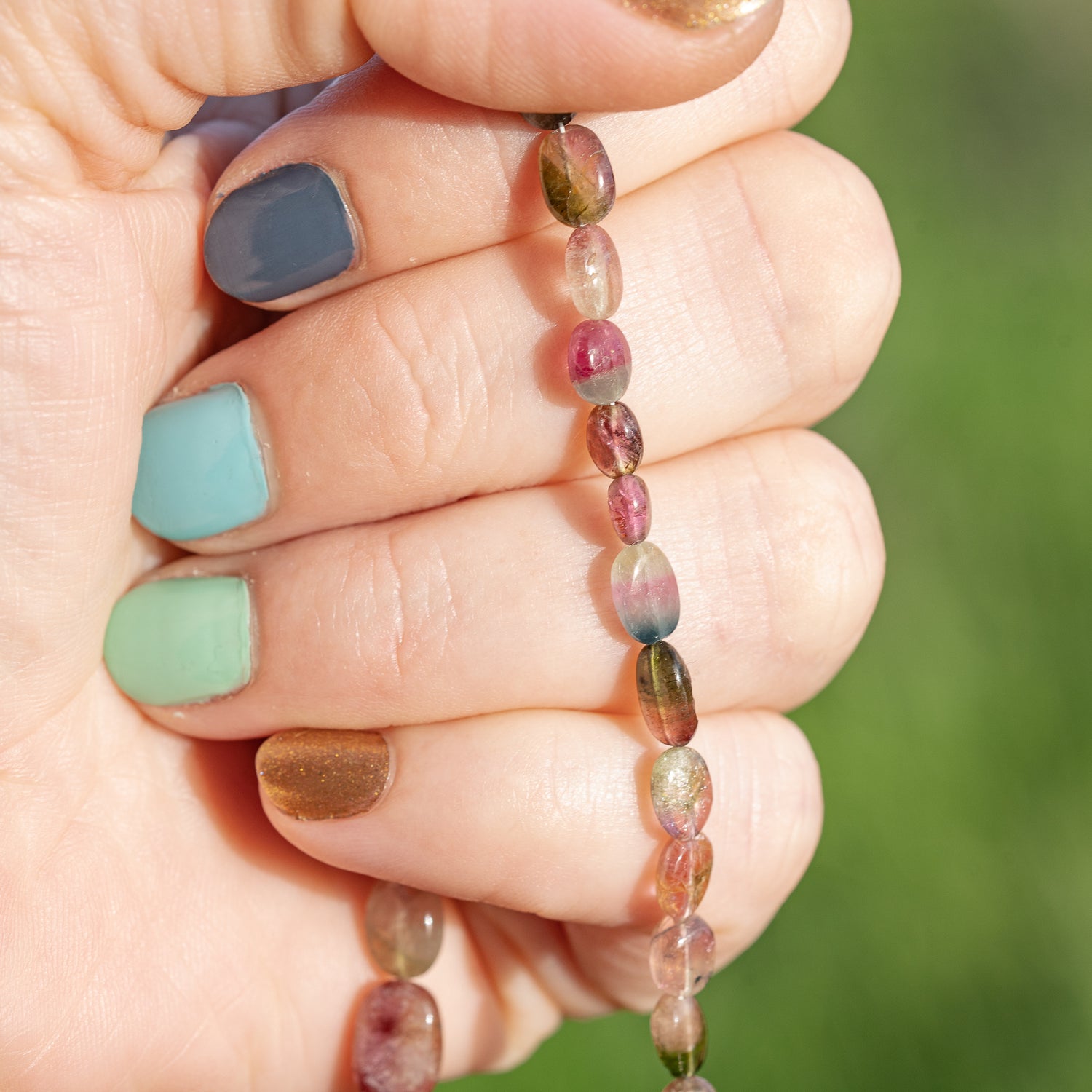 Fil de 43 cm de perles ovales lisses de Tourmaline multicolore &quot; qualité wouah &quot; 🌈 de 4/10 mm ( fil 11 )