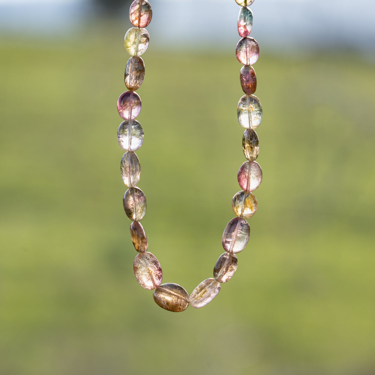 Fil de 43 cm de perles ovales lisses de Tourmaline multicolore &quot; qualité wouah &quot; 🌈 de 4/9 mm ( fil 12 )