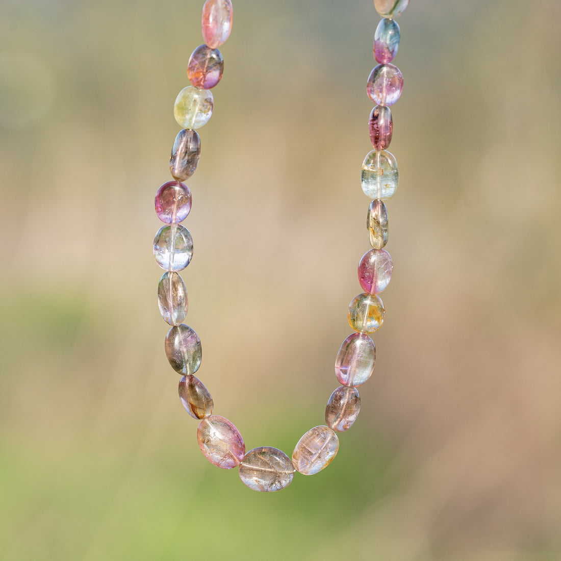 Fil de 43 cm de perles ovales lisses de Tourmaline multicolore &quot; qualité wouah &quot; 🌈 de 4/9 mm ( fil 12 )