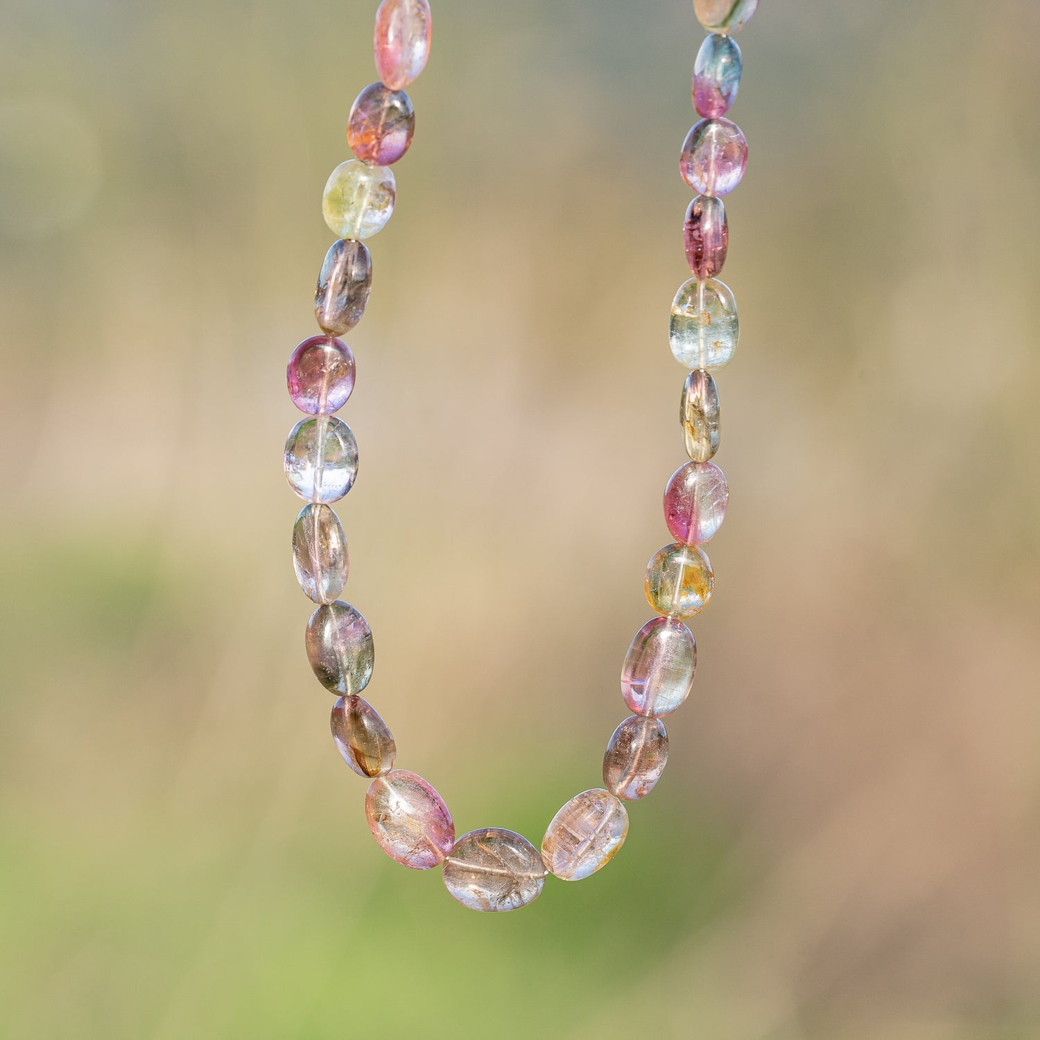 Fil de 43 cm de perles ovales lisses de Tourmaline multicolore &quot; qualité wouah &quot; 🌈 de 4/9 mm ( fil 12 )