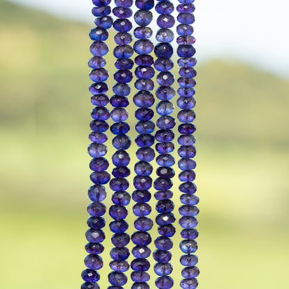 Perles rondelles facettes en Améthyste de env 6 x 4 mm ( lot de 4 perles )