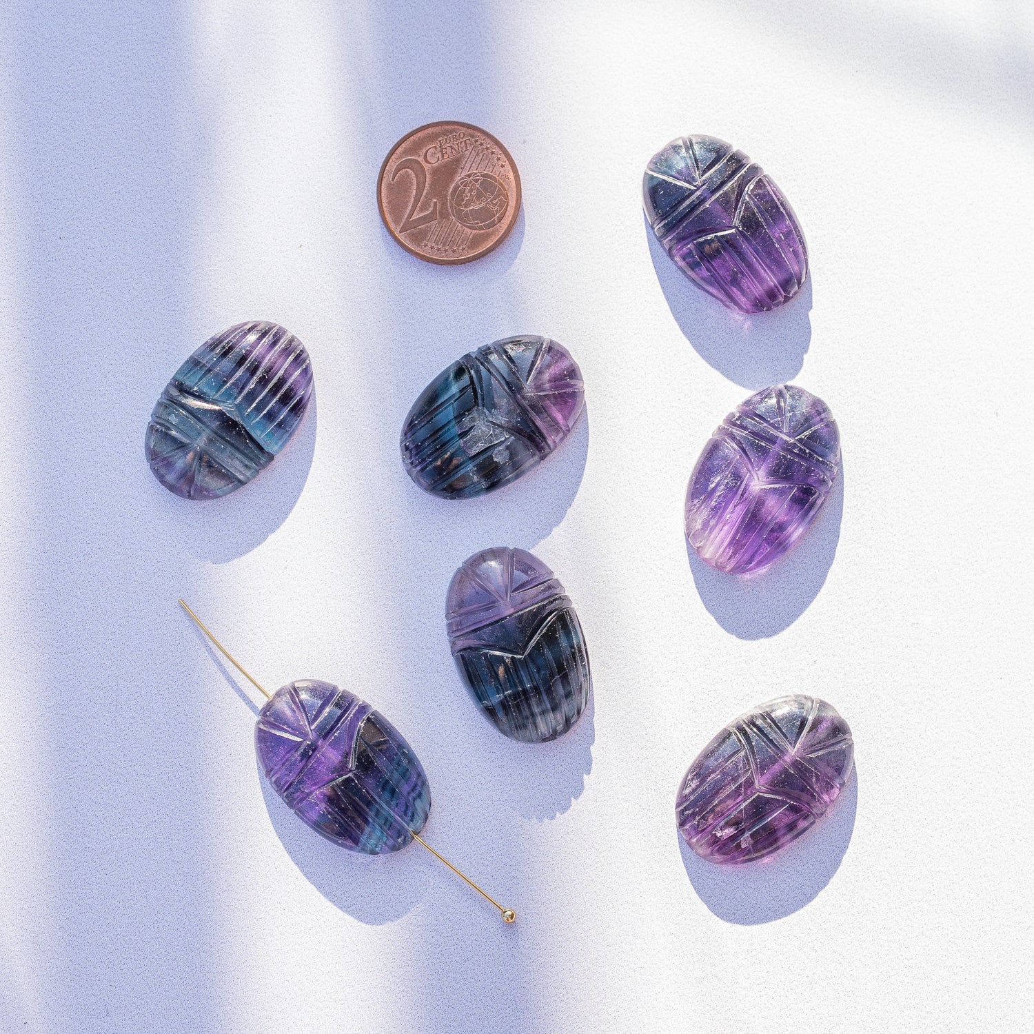 Les &quot; Nidhih &quot; scarabée en Fluorite de 2,5 cm au choix ( à l&