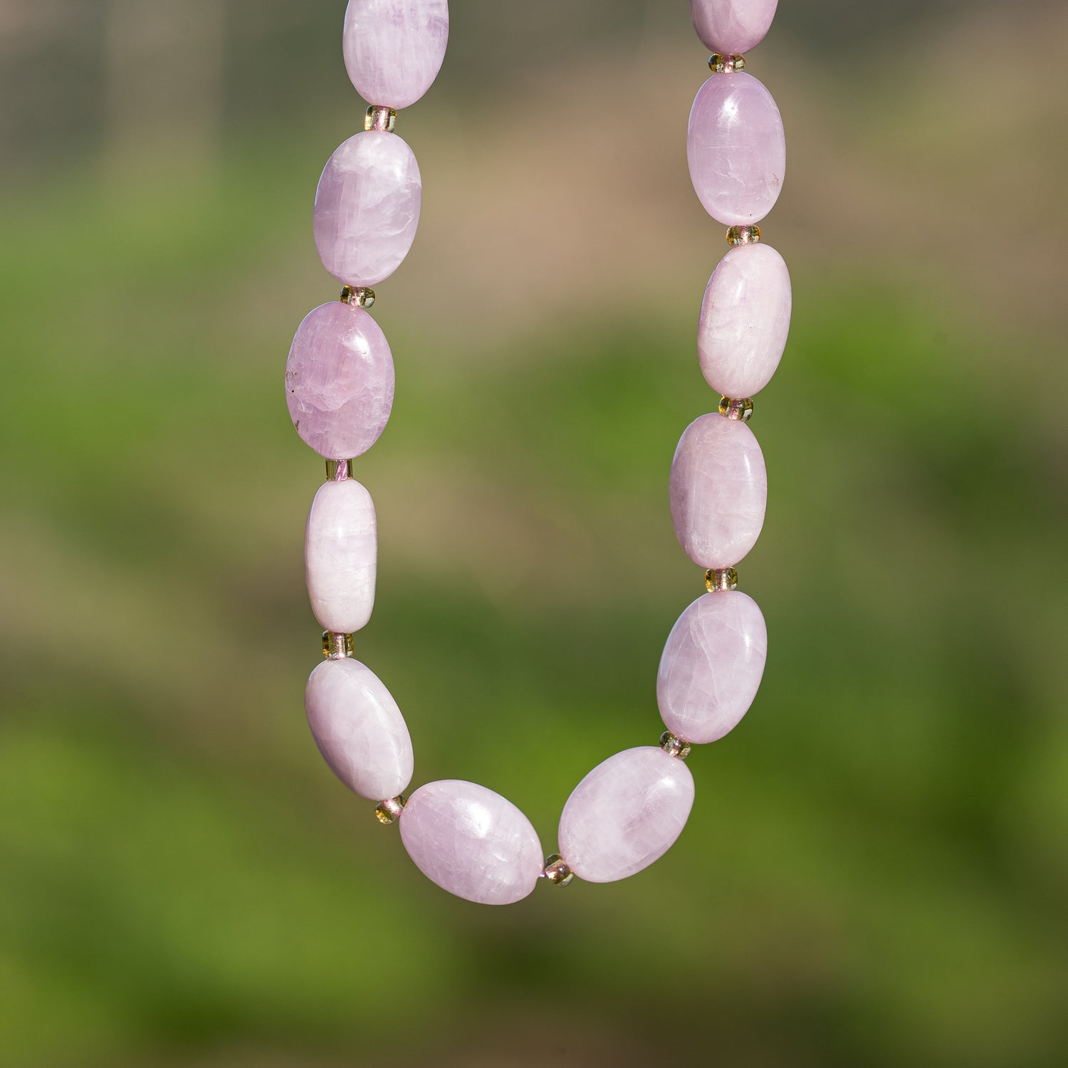 Perles ovales lisses de Kunzite de env 14 mm ( à l&