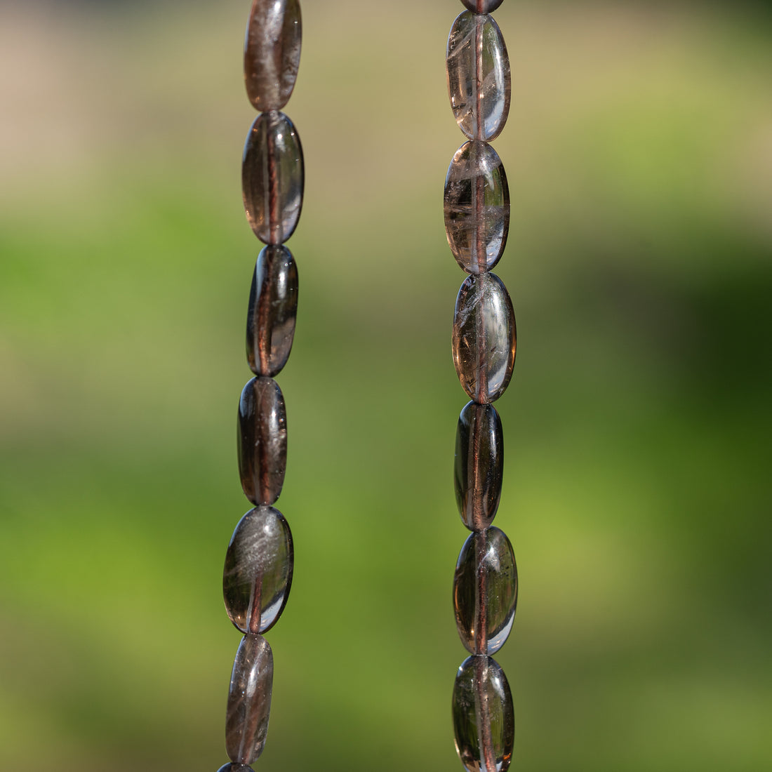 Perles ovales lisses de Quartz fumé de env 16 mm ( à l&