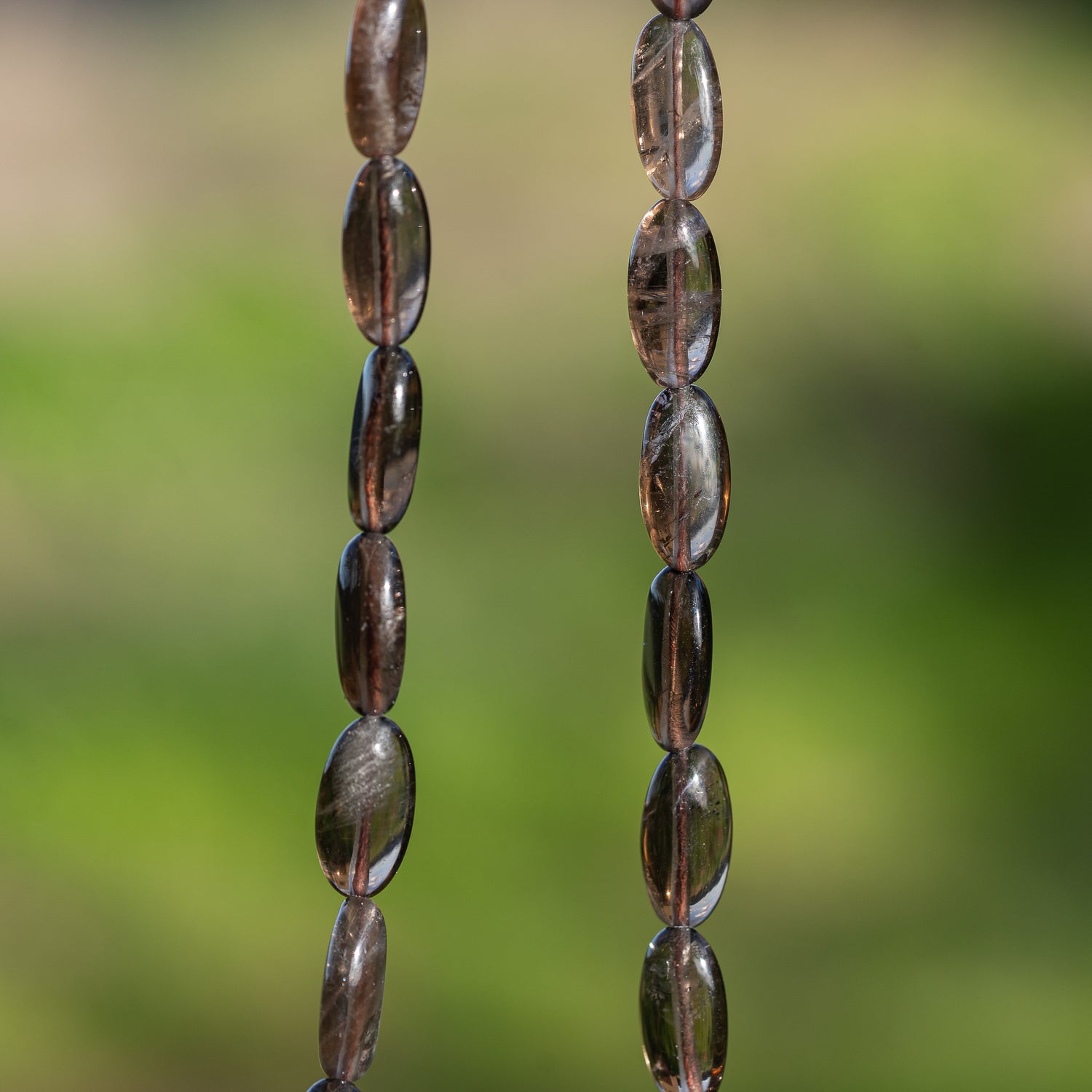 Perles ovales lisses de Quartz fumé de env 16 mm ( à l&