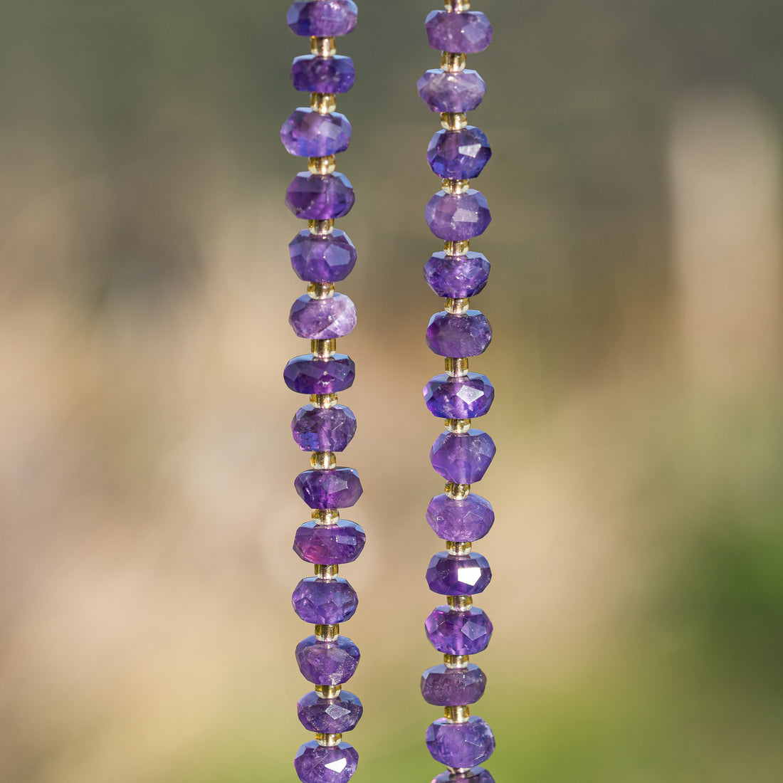 Perles rondelles facettes en Améthyste de env 7,5 x 4,5 mm ( rang ou 1/2 rang )