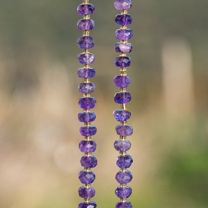 Perles rondelles facettes en Améthyste de env 7,5 x 4,5 mm ( rang ou 1/2 rang )