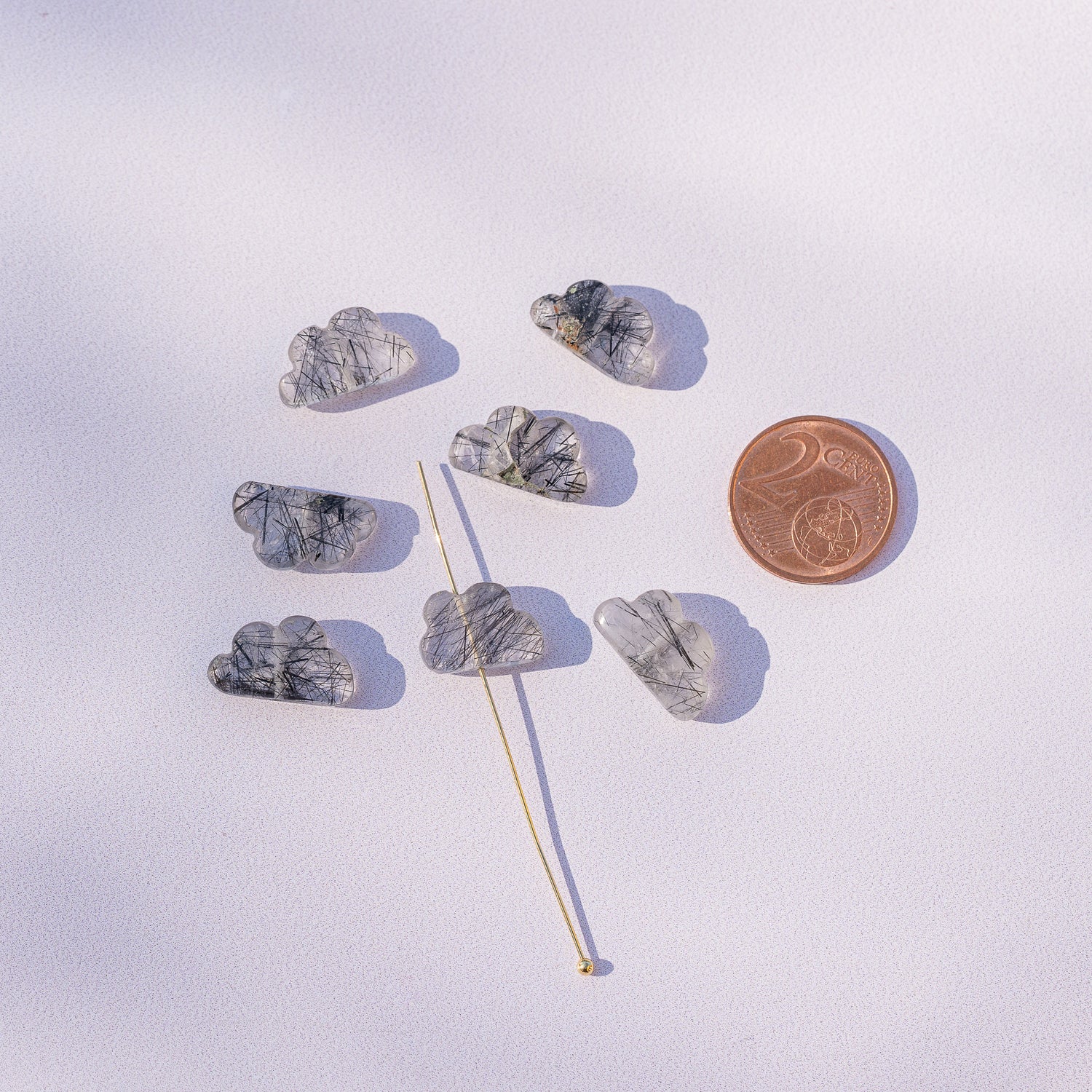 Les &quot; Nidhih &quot; nuages en Quartz Tourmaline de env 15 x 10 mm au choix ( à l&