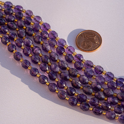 Perles ovales facettes en Améthyste de 7/8 mm ( rang ou 1/2 rang )