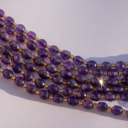 Perles ovales facettes en Améthyste de 7/8 mm ( rang ou 1/2 rang )