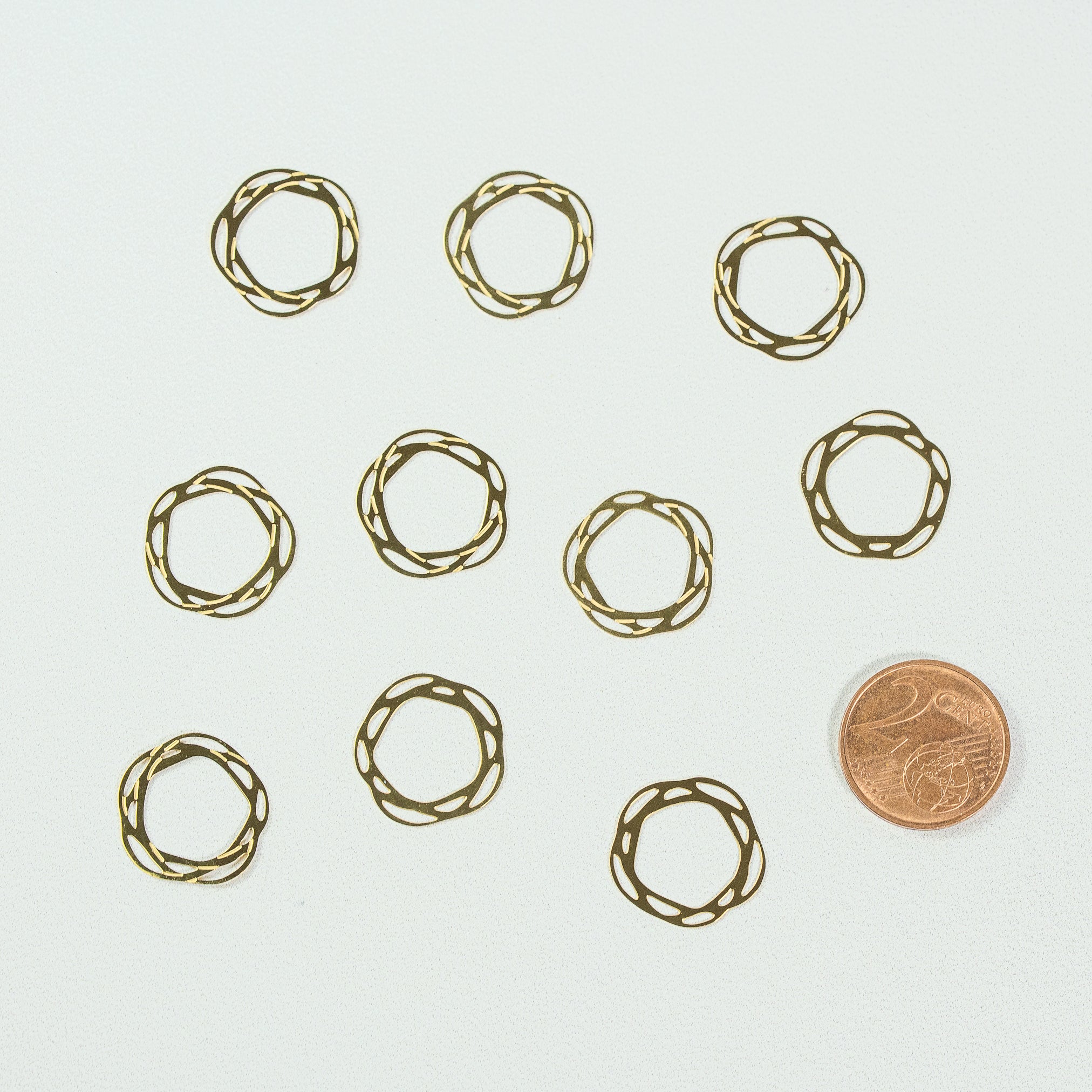 Breloques connecteurs fleur en acier inoxydable plaqué or 18k de 16,5 mm ( à l&