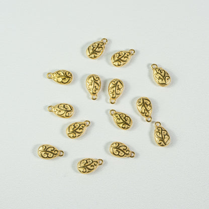 Breloques larmes en acier inox plaqué or 18k de 14,5 mm ( à l&