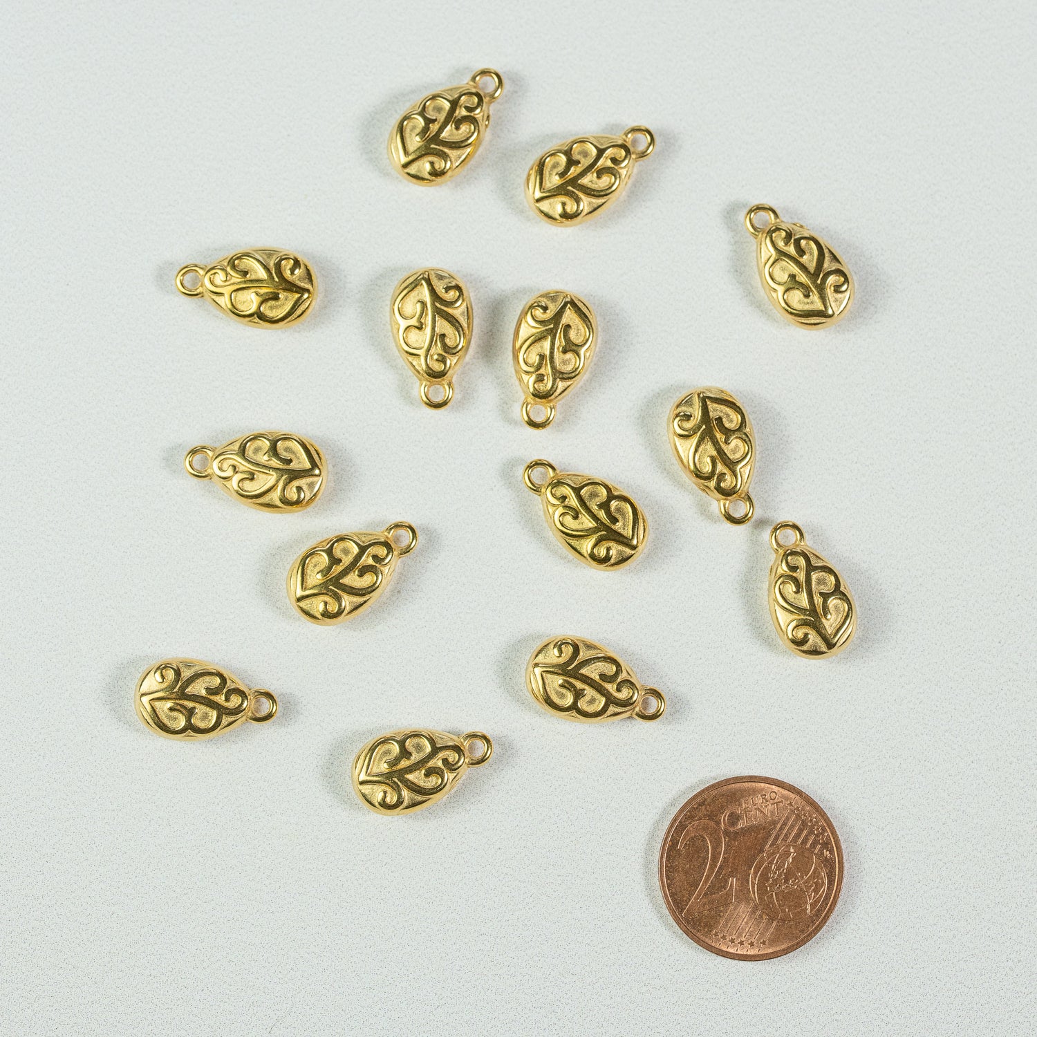 Breloques larmes en acier inox plaqué or 18k de 14,5 mm ( à l&